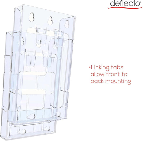 Deflecto Lit Loc Interlocking Magazine Holder - Clear, 11-1/4" x 9” x 1-1/4" (772001)