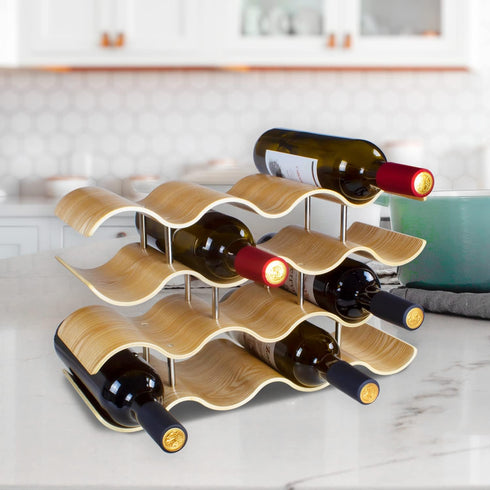 14 Countertop 4-Tier Bottles Wine Racks for Shelf, Wooden Wine Bottle Holder Stand, freestanding Wine Storage