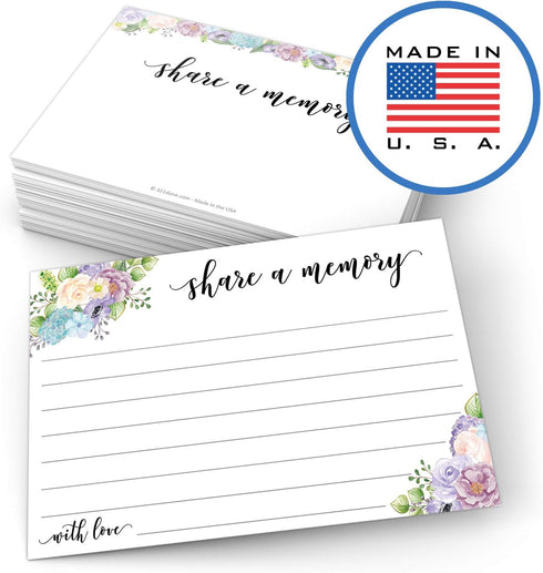 321Done Share a Memory Card - 50 Cards, 4" x 6" for Life Celebrations, Made in USA, White Floral