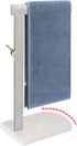 Hand Towel Stand for Bathroom with Marble Base, 304 Stainless Steel L Shape Towel Rack, Free-Standing Bar for Kitchen