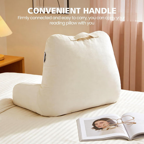 Yagamo Reading Pillow for Bed Sitting Up, Adults and Teens Backrest with Arms, Velvet Back Support Pillow for Sitting