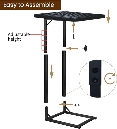 Premium Adjustable C Shaped End Table, Mini Side Tables for Couch and Sofa, Small Coffee Table with Metal Frame