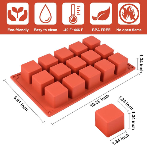 2 Pack Square Silicone Mold, Candy Chocolate Mousse Cake Baking Mold Dessert Molds for Soap,Ice cream,Truffle,Brownie by Goensjt