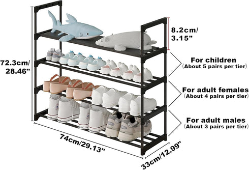4-Tier 20 Calmootey Shoe Rack, Tall Large Capacity Pairs Shoes Storage Organizer, Stackable Wide Shoe Shelf