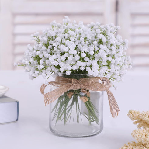 10Pcs 30 Bunches White Babys Breath Artificial Flowers - Real Touch Fake Gypsophila for Wedding Decor