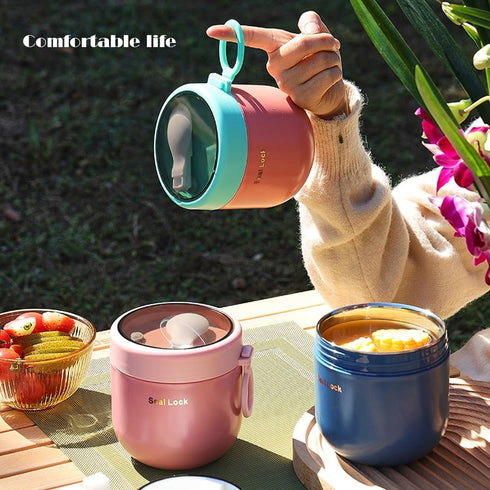 Spoons,17oz 3pcs (3) Overnight Oat Containers with Lids and Reusable Plastic Portable Stainless Steel Yogurt Breakfast