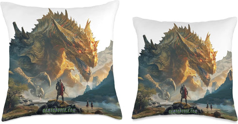 Holy Retribution: The Paladin Confronts the Gold Dragon Throw Pillow