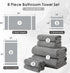 8 Set |2 Sheet,2 Towels,4 Cozy Set Piece Bath Towel Grey Oversized Large Bath Hand Washcloths| Ultra Soft Bath Towel