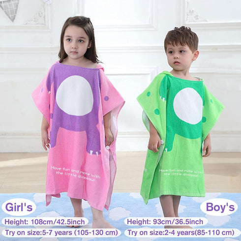 LOLANTA Hooded Dinosaur Children's Bath Towels, 100% Cotton Beach Towel for Boys, Green, 4-6 Years