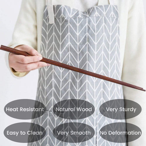 Donxote Wooden Noodles Kitchen Cooking Frying Chopsticks, 16.5 Inches, Brown, Set of 2 Pairs