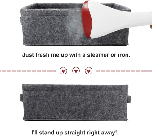 Small Shallow Storage Baskets, Felt Storage Basket Bin for Towels, Dog/Cat Toys, Office Supplies, Light Gray