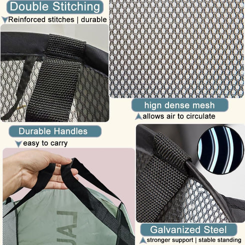 Collapsible Mesh Pop Up Laundry Hamper 2-Pack, Foldable Laundry Basket for Clothing, Stuffed Animals, Towels