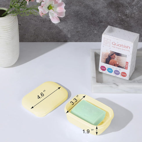 4 Pack Quatish Travel Soap Case Leakproof, Portable Travel Bar Soap Holder Container with Lid for Camping, Gym