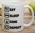Retreez Funny Mug - 11 Oz Ceramic Coffee Mug for Programmers - Eat Sleep Code Repeat - Sarcastic Birthday Gifts
