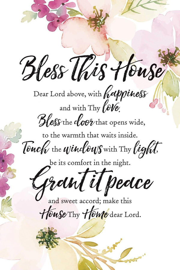 DEXSA Wood Plaque "Bless This House" with Inspiring Quotes 6"x9" - Elegant Frame for Wall & Tabletop Decoration |