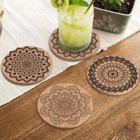 Absorbent Cork Coasters for Drinks with Holder, Housewarming Gifts for New Home, Living Room Decor, Apartment Decor