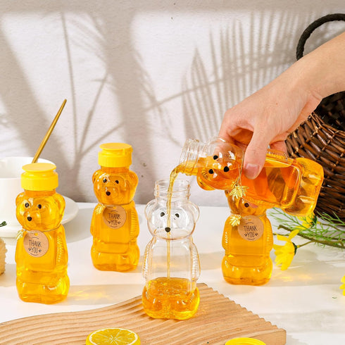 8oz 50 2 (36-set) Plastic Honey Bear Bottle Mini Honey Jars Party Favors Small Honey Bear Bottles with Lids Bear Shape