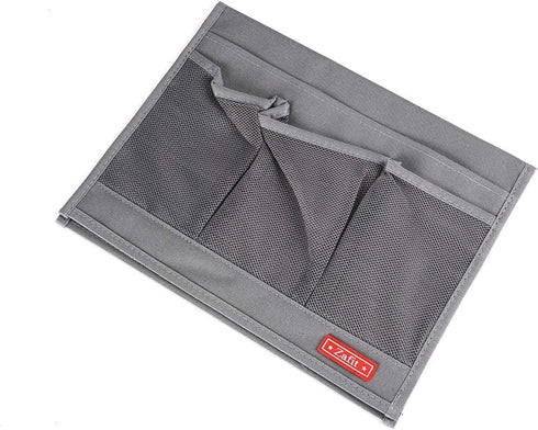 Bedside Storage Organizer Caddy for Remotes Phone Glasses (Classic 4 Pockets-Grey)