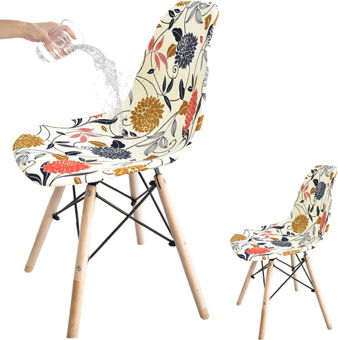 HAOYONG Waterproof Shell Chair Covers, Set of 2 Jacquard Dining Room Chair Slipcovers for Kitchen, Office, Living Room