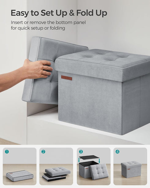 12.2 16.1 Inches 286 lb, ULSF200G02 SONGMICS Storage Ottoman, Foldable Small Ottoman Foot Rest, x Foot Stool, Ottoman