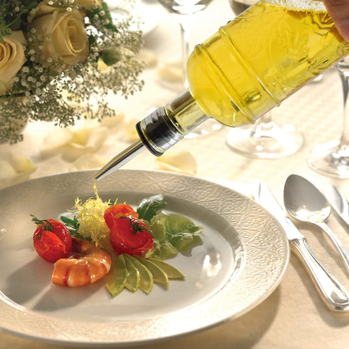 2 Pack Set 16oz, eleganttime Glass Oil and Vinegar Dispenser Superior Leakproof Olive Oil Dispenser Bottle Strong