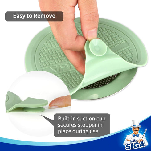 MR.SIGA Silicone Bathtub Stopper, Drain Stopper for Shower and Sink, 5.1" Diameter, 3 Pack
