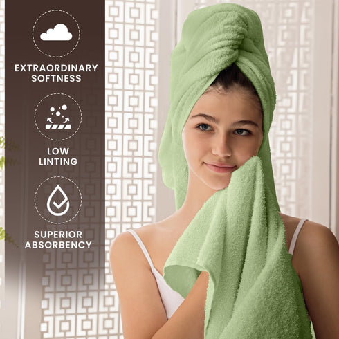 Set 600 8 100% Set Set Oakias Premium Towel GSM Piece Green - Ring Spun Cotton Highly Absorbent Towels - Super Soft