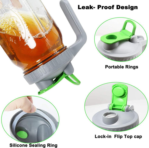 Cold Brew Mason Jar Iced Coffee Maker, 64 Oz Wide Mouth Pitcher with Airtight & Leak-Proof Coffee Filter