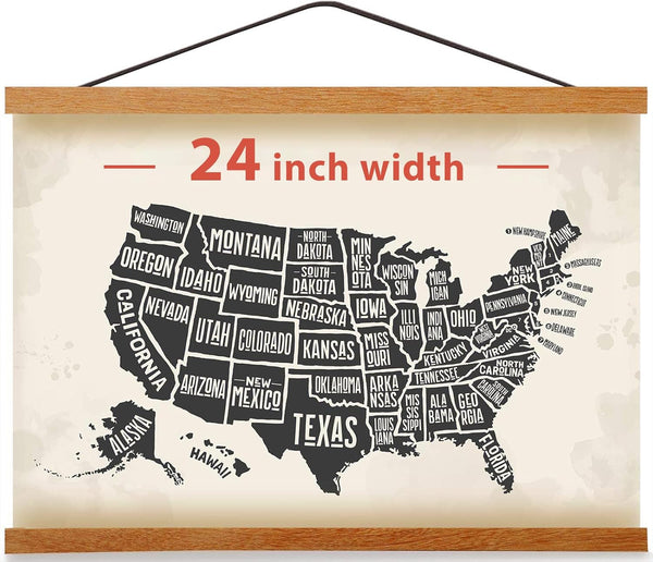 Magnetic Poster Hanger Frame for 24x36, 24x30, 24x32 Movie Music Posters Wall Art, Teak Wood Picture Frames for Large