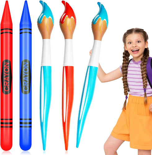 4 Pcs Inflatable Giant Paint Brush Balloons with Crayon Balloons Set for
