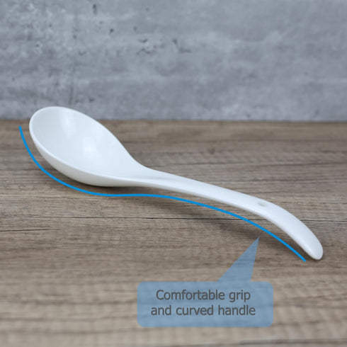 2 Pack Porcelain Serving Spoon Soup Ladles - 9 Inch Long for Serving, Cooking, Mixing Stews, Noodles, Rice