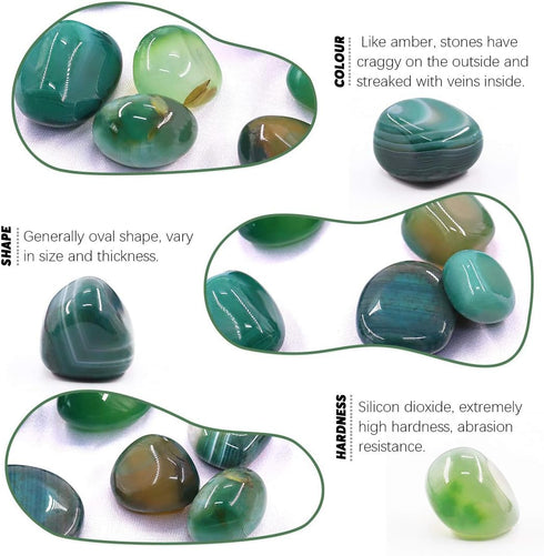 Hilitchi Green Agate Stone Tumbled Stones for Plants, Cacti & Succulents Bedding, 1lb (455g) Bag
