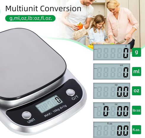 Digital Food Scale, 22 lbs/10kg Multifunction Kitchen Scale with Large Back-lit LCD Display