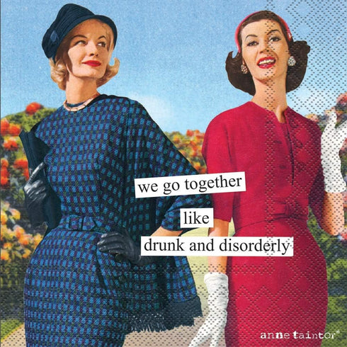 IHR Ideal Home Range 20-Count Retro Cocktail Napkins, 3-Ply Paper Party Napkin Pack, 5" x 5", Disorderly