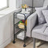 3 Tier Metal Rolling Cart with Wheels, Wire Bathroom Organizer Storage Shelves with Hooks, Utility Cart for Kitchen