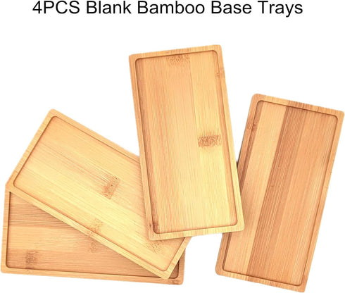 4PCS Mosaic Bamboo Coasters - Blank Base Trays for Crafts, Drinking Cup Coaster, DIY Mosaic Supplies