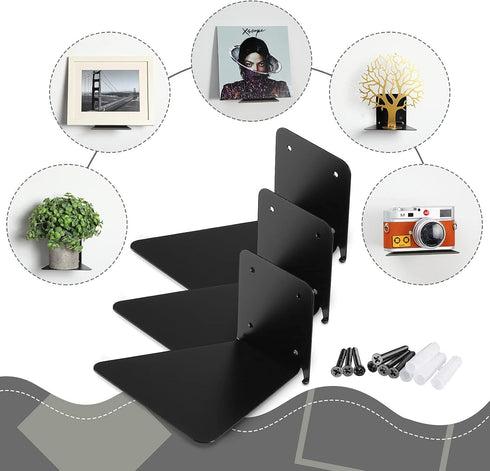 6 Pack Jetec Invisible Floating Bookshelf Wall Mounted Floating Bookshelves Heavy Duty Book Organizers Hidden Book