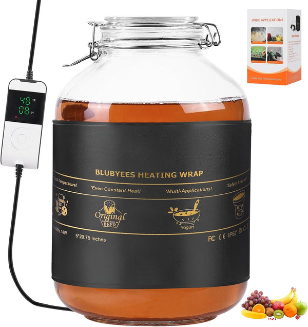 BLUBYEES Digital Kombucha Heating Wrap with Precise Temperature Control and Timer Function -