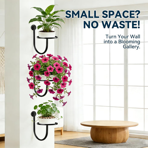 XNGZY 3 Pack Wall Planters for Indoor Plants, Wall Mounted Plant Holder, Metal Plant Floating Decor Shelves, Space