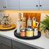 Black Wooden Lazy Susan Turntable Organizer, Small Round Rotating Tray for Kitchen Countertop and Bathroom Decor