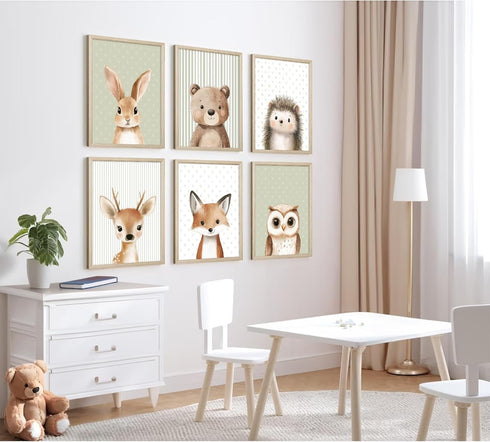 Tanmart 8x10x6 Inch Woodland Animal Nursery Wall Art Decor Baby Kids Canvas Poster Safari Animal Wall Decor Jungle
