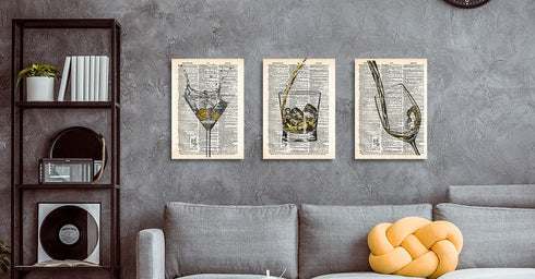 SiuSue set, bar,11X14 inch Set 3 bar cart decor wall art bar Canvas Wall Art Prints Artwork Signs Framed for Bar Club