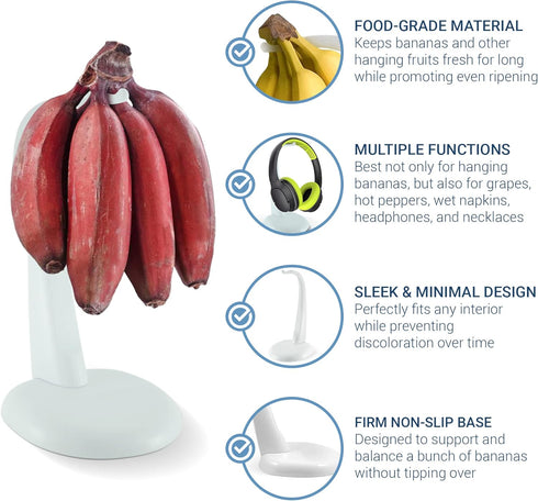 1-Pack Meadow Lane Banana Holder Stand - BPA-Free White Plastic Fruit Hanger for Freshness, Kitchen Storage Item