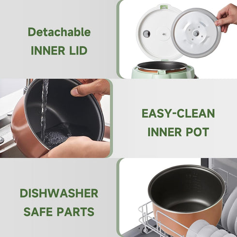 TMABSOE 6 6 modes,24-Hr Pot,1.6L 1-3 Rice Cooker Cup (Cooked), Small Rice Cooker with Cooking Delay Timer and Auto Keep