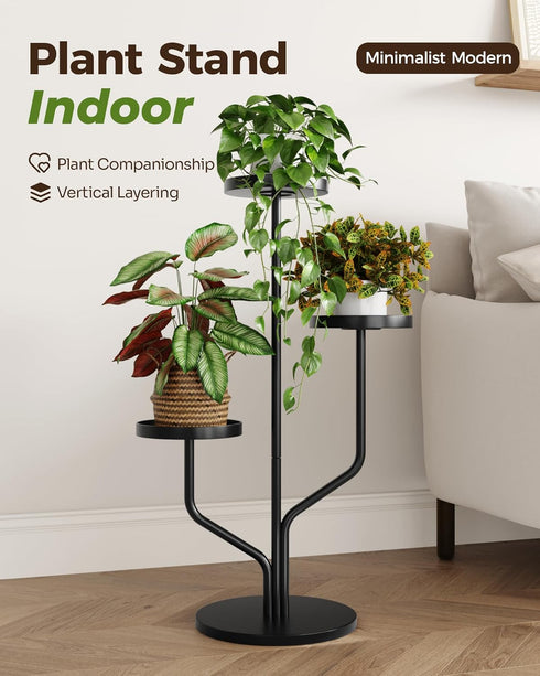 3 Bamworld Tier Plant Stand Indoor Outdoor Metal Plant Shelf for Multiple Plants Pots Tier Tall Flower Holder