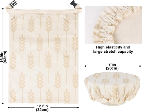 16.9"x12.6" 2 LAKE OF FIRE Reusable Bread Storage Bags for Homemade Bread with Reusable Bowl Covers,Large Sourdough