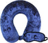 Cloudz Crushed Velvet Ultra Premium Comforlite Memory Foam Travel Neck Pillow with Black Out Sleep Mask - Blue