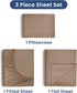 3 Piece Twin Bed Sheets Set, Lightweight Soft Breathable, Beige, Wrinkle Resistant