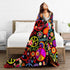 VOOHDDY Cozy 80"x60" Funny Colorful Hippie Peace Love Blanket, Soft Blankets Flannel Bed Throw Lightweight Plush Gifts
