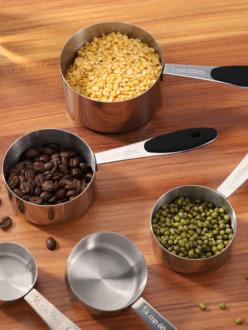 Joyhill Stainless Steel Measuring Cups and Spoons Set of 10 Piece, Nesting Metal Measuring Cups with Soft Touch